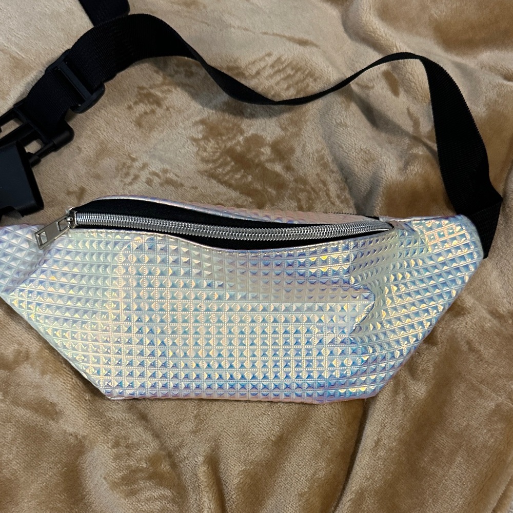 Holographic Fanny Pack with Black Strap